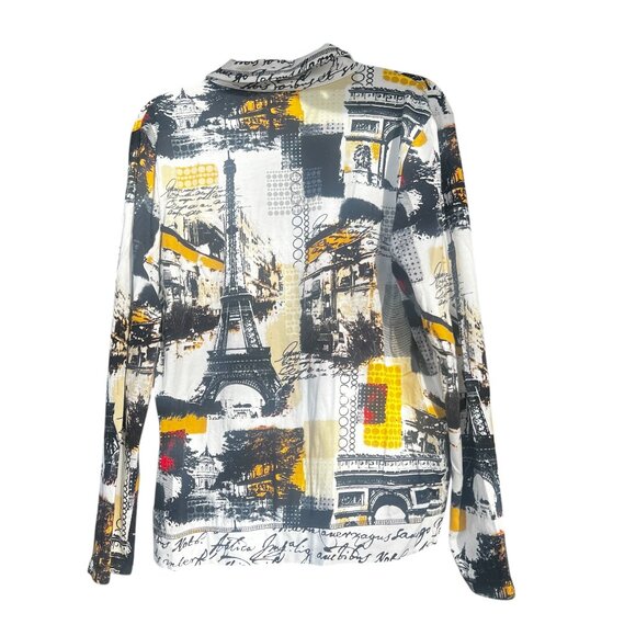 Onque Casual Paris Themed Lightweight Zip Jacket Size L - Picture 2 of 8